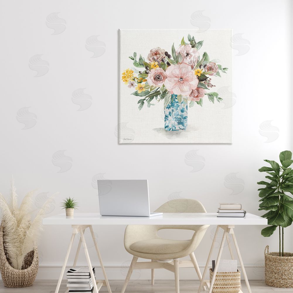 Carol Robinson Summer Chinoiserie Vase Stretched Canvas Wall Art in Room