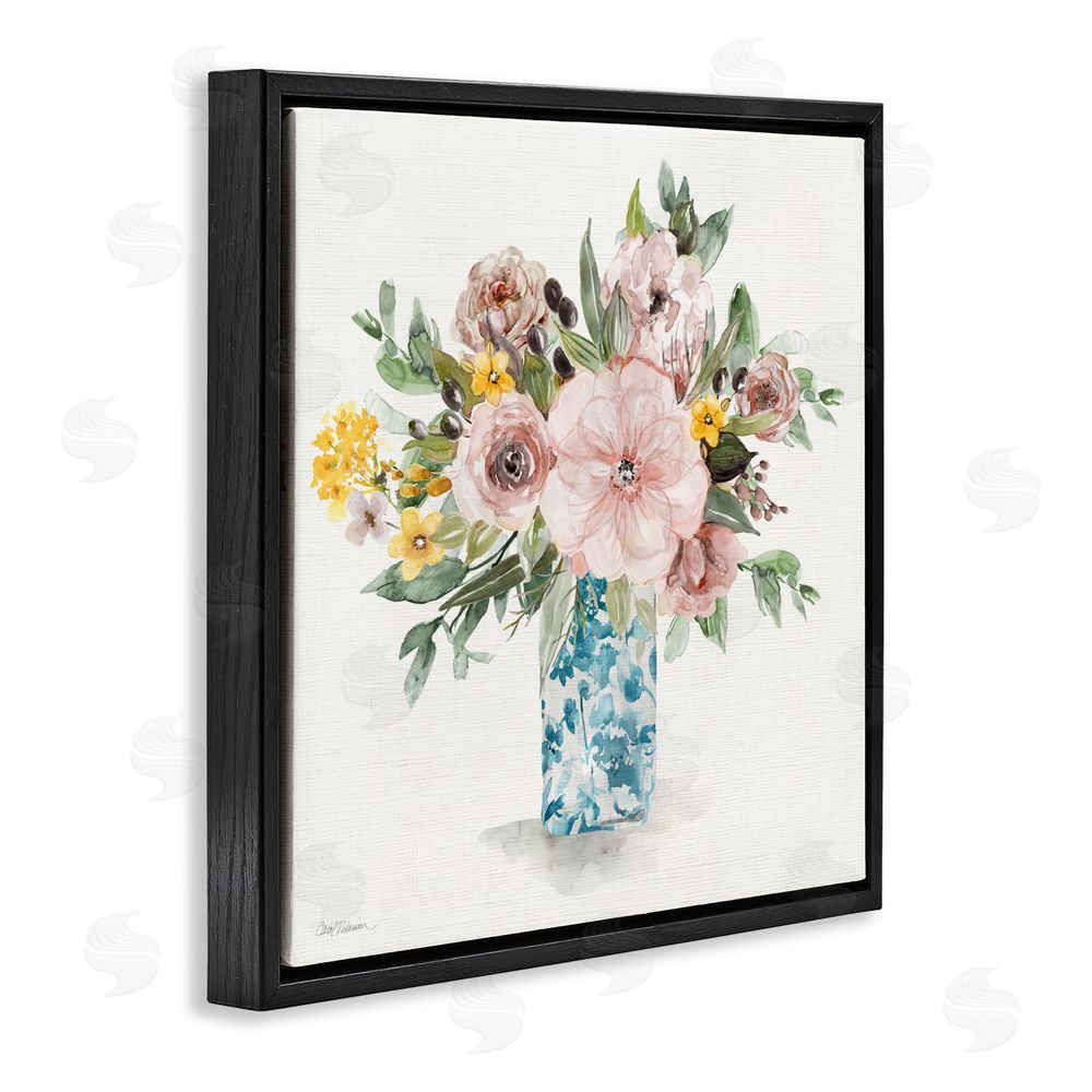 Carol Robinson Summer Chinoiserie Vase Black Floating Frame Canvas Wall Art Print