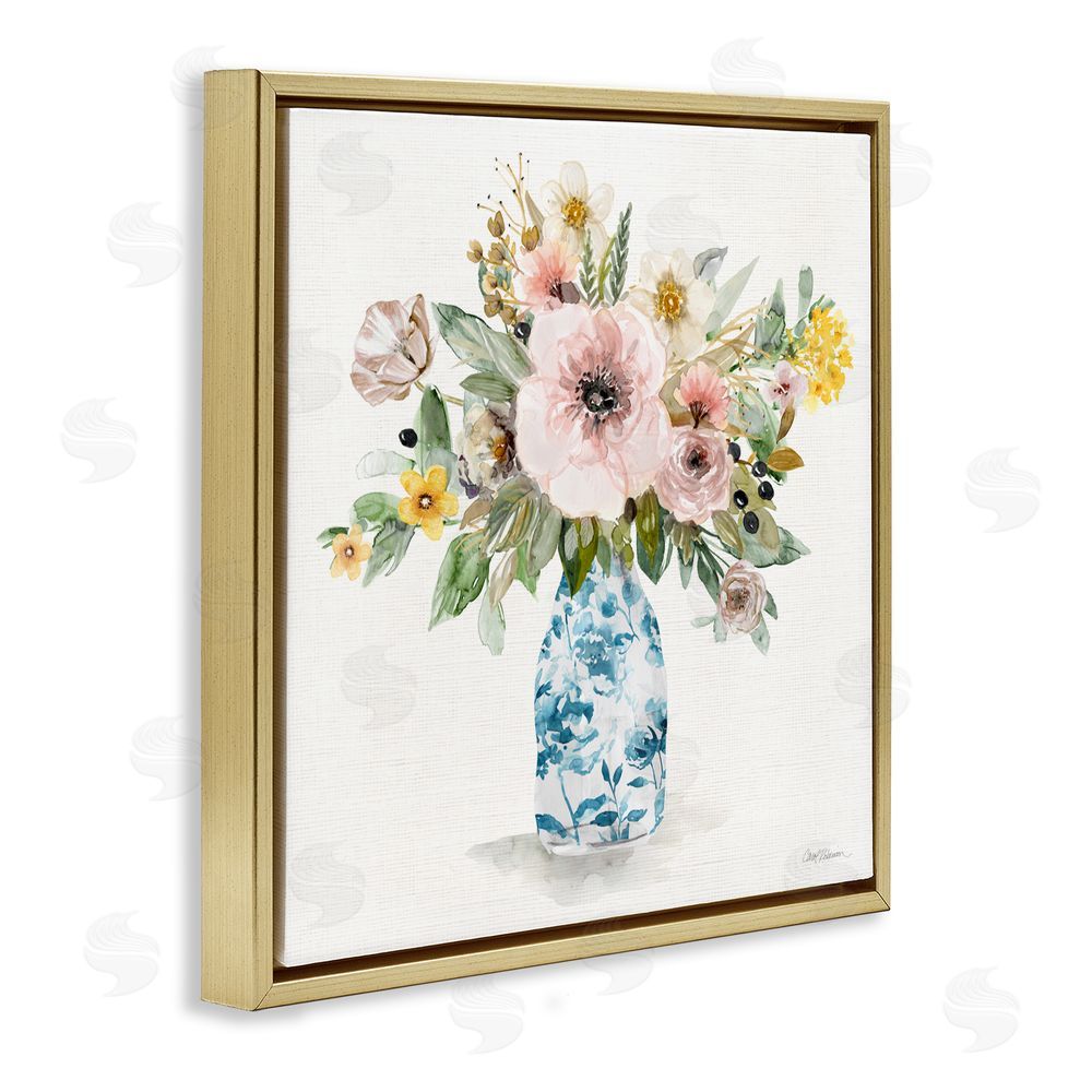 Carol Robinson Summer Chinoiserie Assortment Gold Floating Frame Canvas Wall Art Print