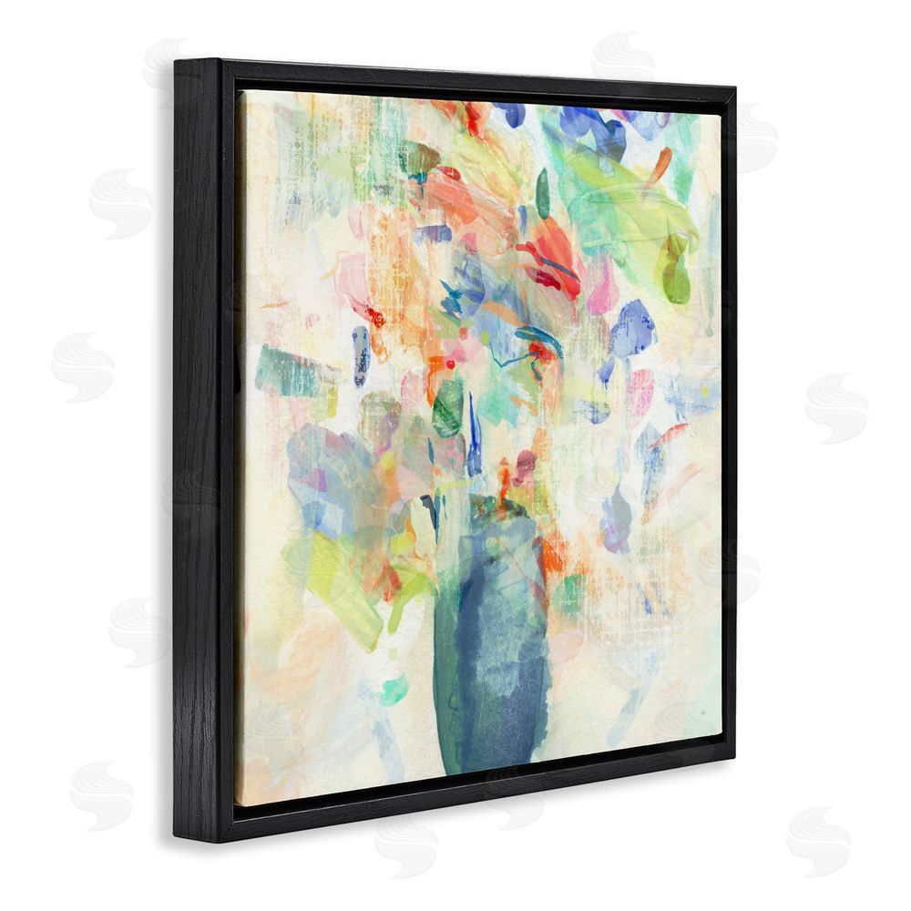 Susan Jill Summer Flowers Brushstrokes Black Floating Frame Canvas Wall Art Print