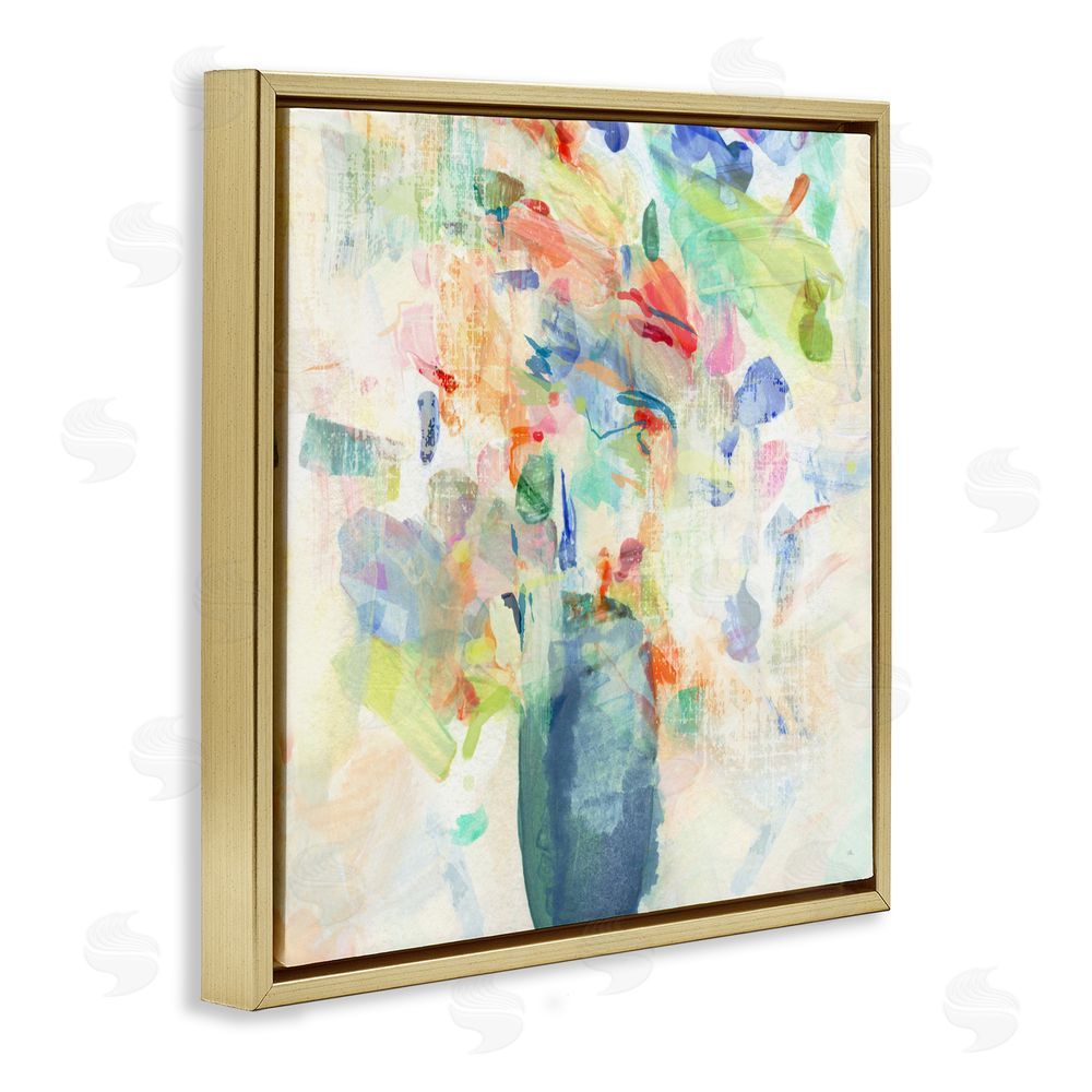 Susan Jill Summer Flowers Brushstrokes Gold Floating Frame Canvas Wall Art Print