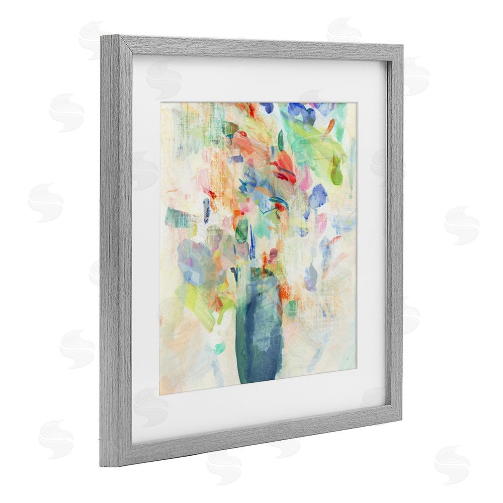 Susan Jill Summer Flowers Brushstrokes Gray Framed Print Under Glass Wall Art