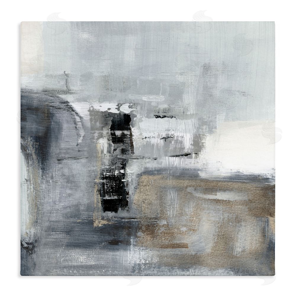 Susan Jill Still Waters Monochrome Abstraction Stretched Canvas Wall Art Print