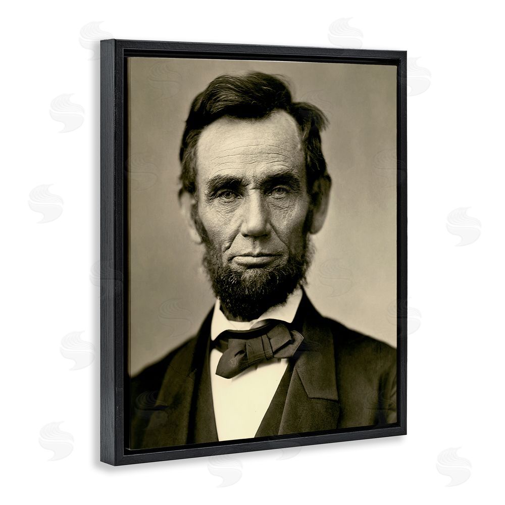 Alexander Gardner Iconic Lincoln Portrait Black Floating Frame Canvas Wall Art Print