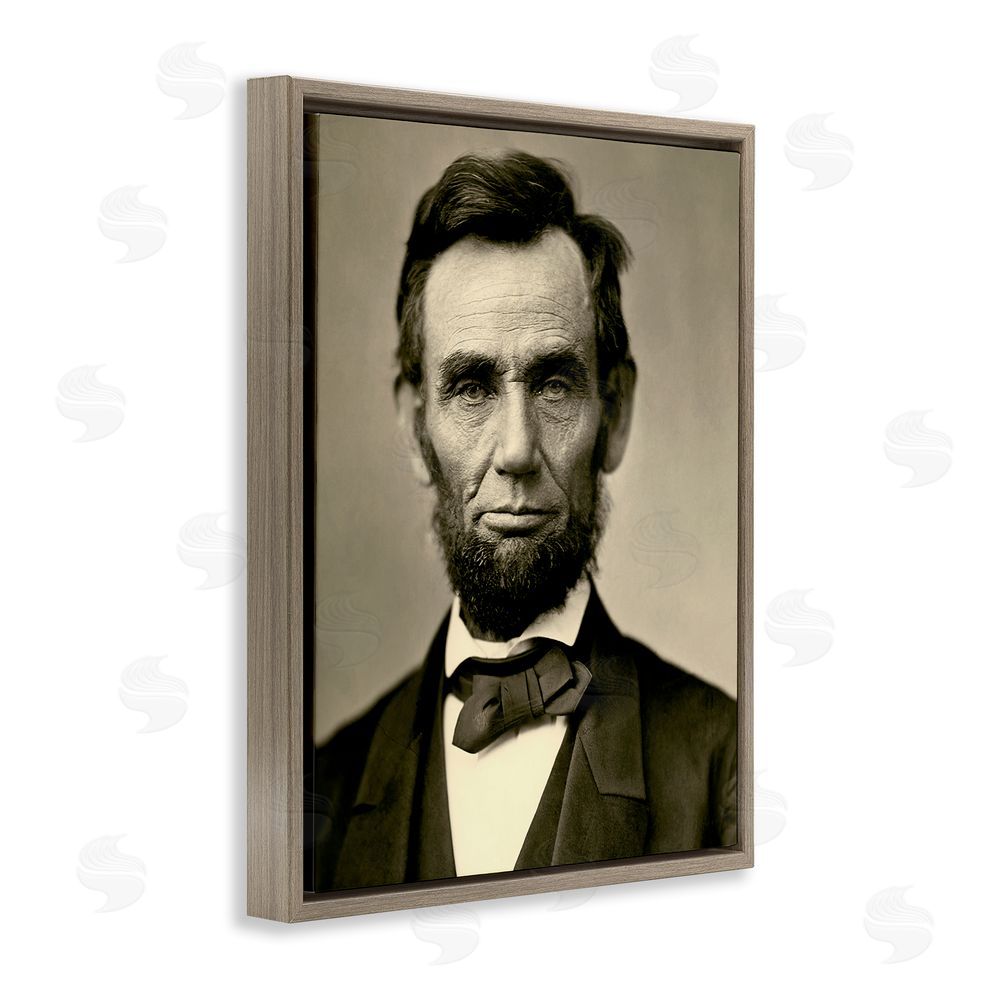 Alexander Gardner Iconic Lincoln Portrait Brown Floating Frame Canvas Wall Art Print