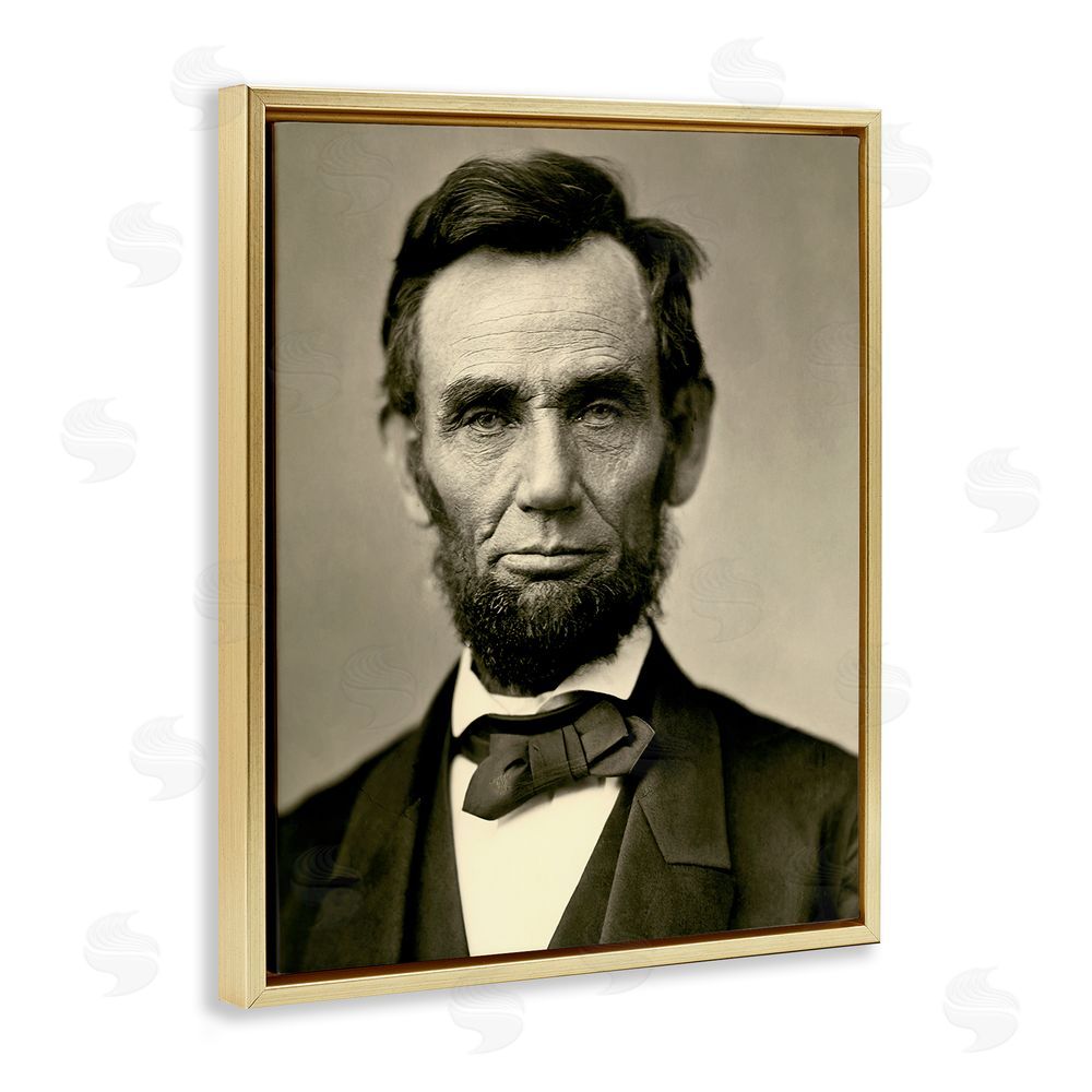 Alexander Gardner Iconic Lincoln Portrait Gold Floating Frame Canvas Wall Art Print