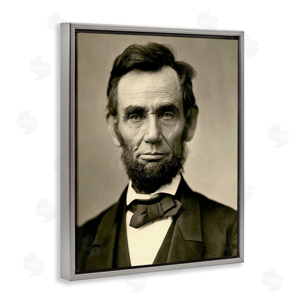 Alexander Gardner Iconic Lincoln Portrait Gray Floating Frame Canvas Wall Art Print