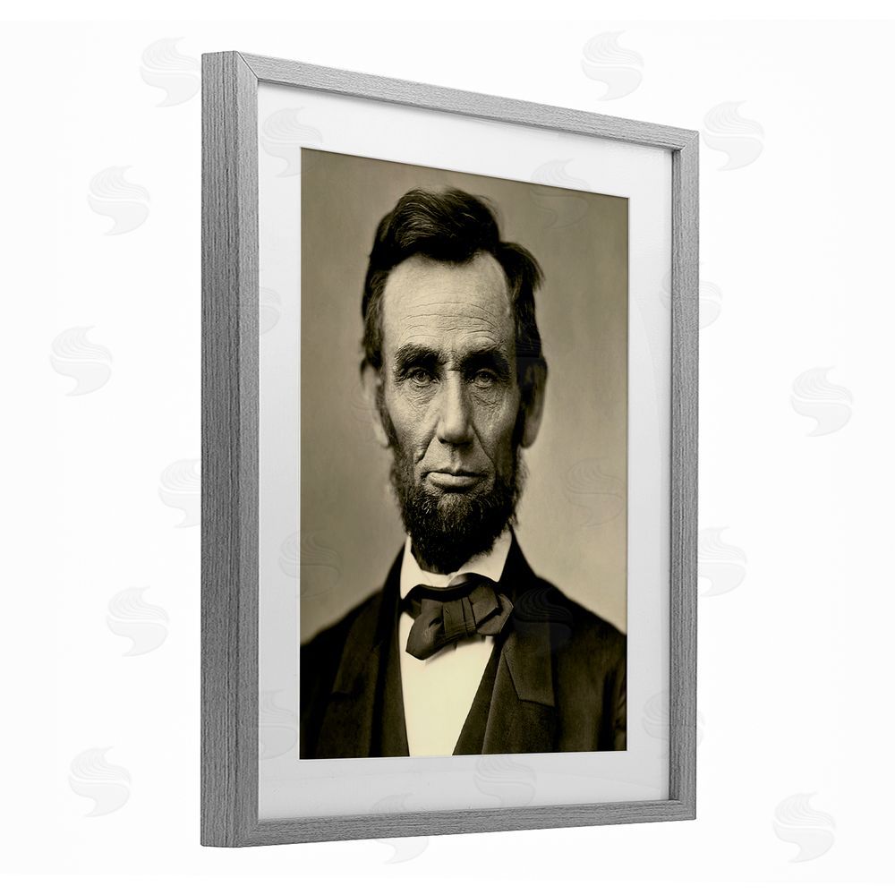 Alexander Gardner Iconic Lincoln Portrait Gray Framed Print Under Glass Wall Art