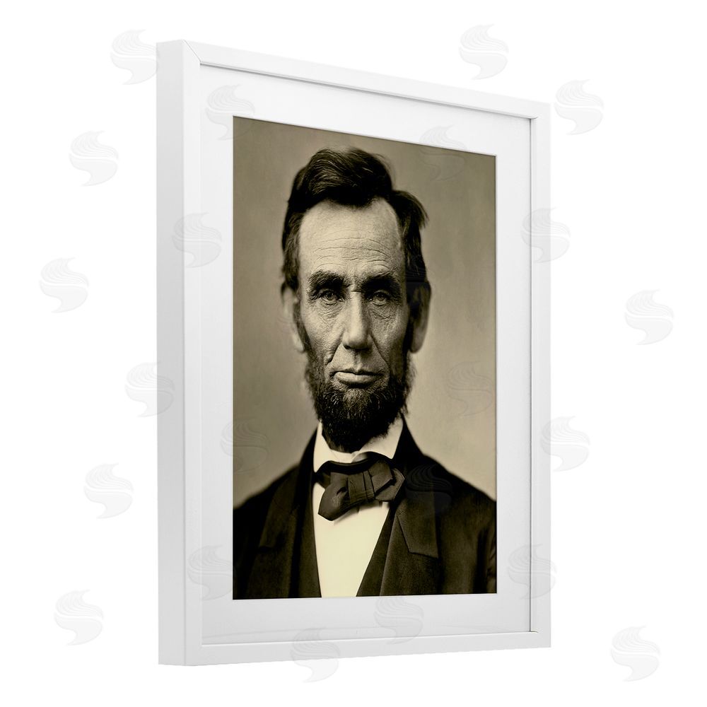 Alexander Gardner Iconic Lincoln Portrait White Framed Print Under Glass Wall Art