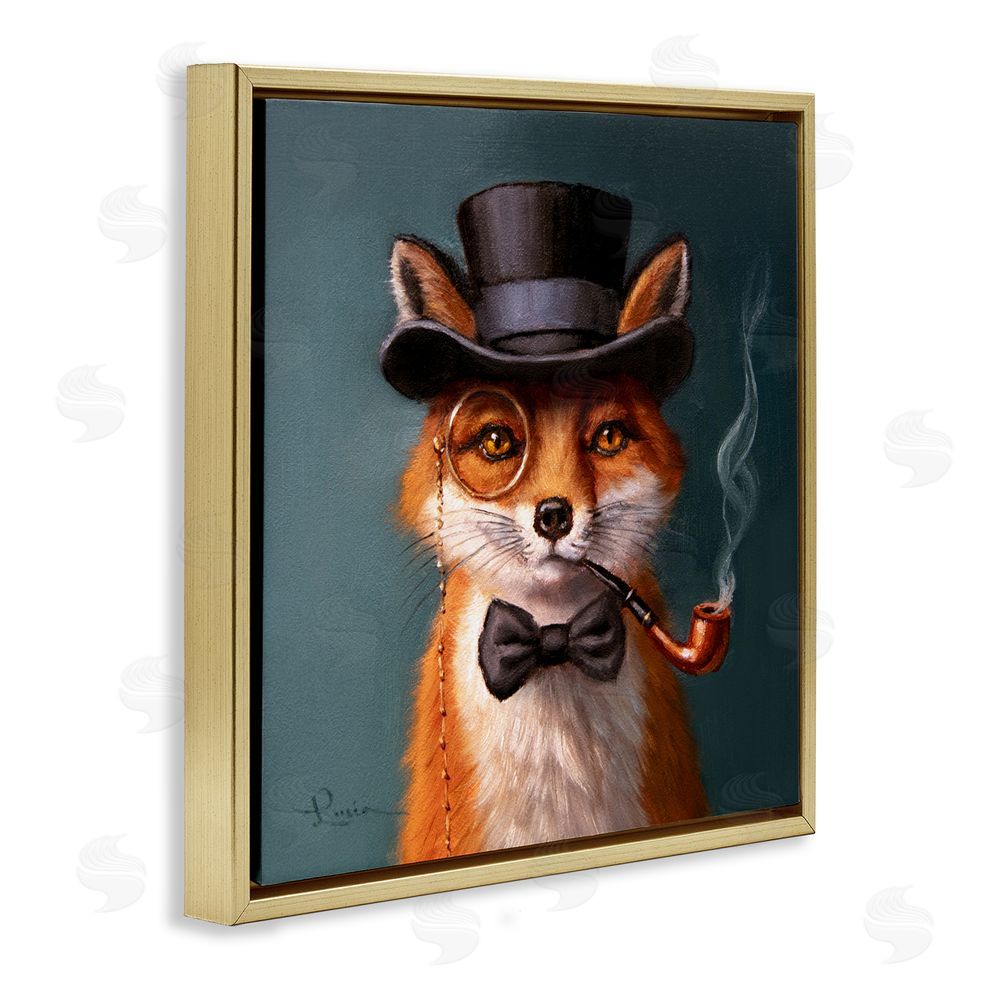 Lucia Heffernan Charming Dapper Fox Gold Floating Frame Canvas Wall Art Print