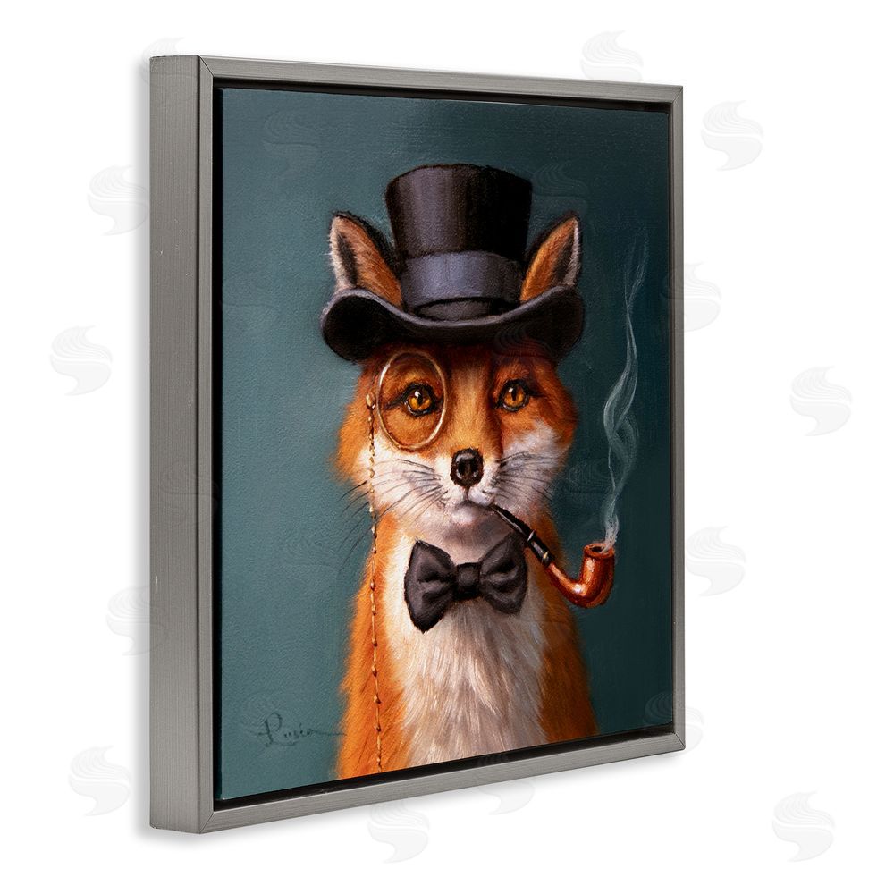 Lucia Heffernan Charming Dapper Fox Gray Floating Frame Canvas Wall Art Print