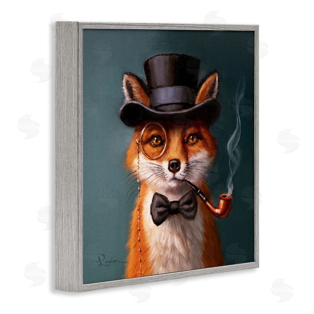 Lucia Heffernan Charming Dapper Fox Gray Framed Giclee Wall Art Print