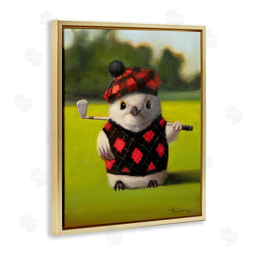 Lucia Heffernan Birdie Golf Swing Gold Floating Frame Canvas Wall Art Print