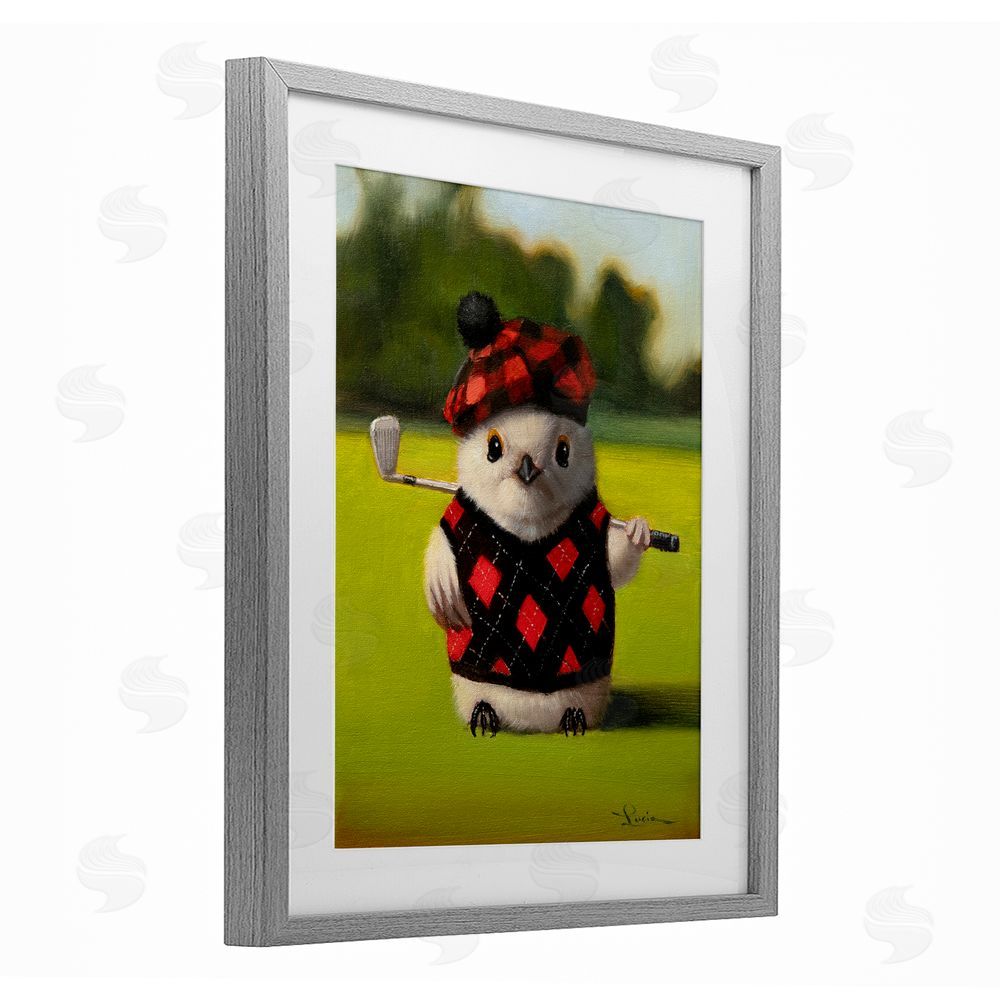 Lucia Heffernan Birdie Golf Swing Gray Framed Print Under Glass Wall Art