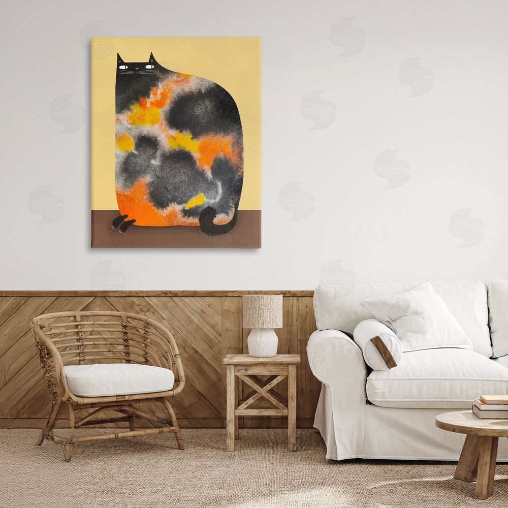 Gabriela Avila Diluted Calico Cat Stretched Canvas Wall Art Print in Room