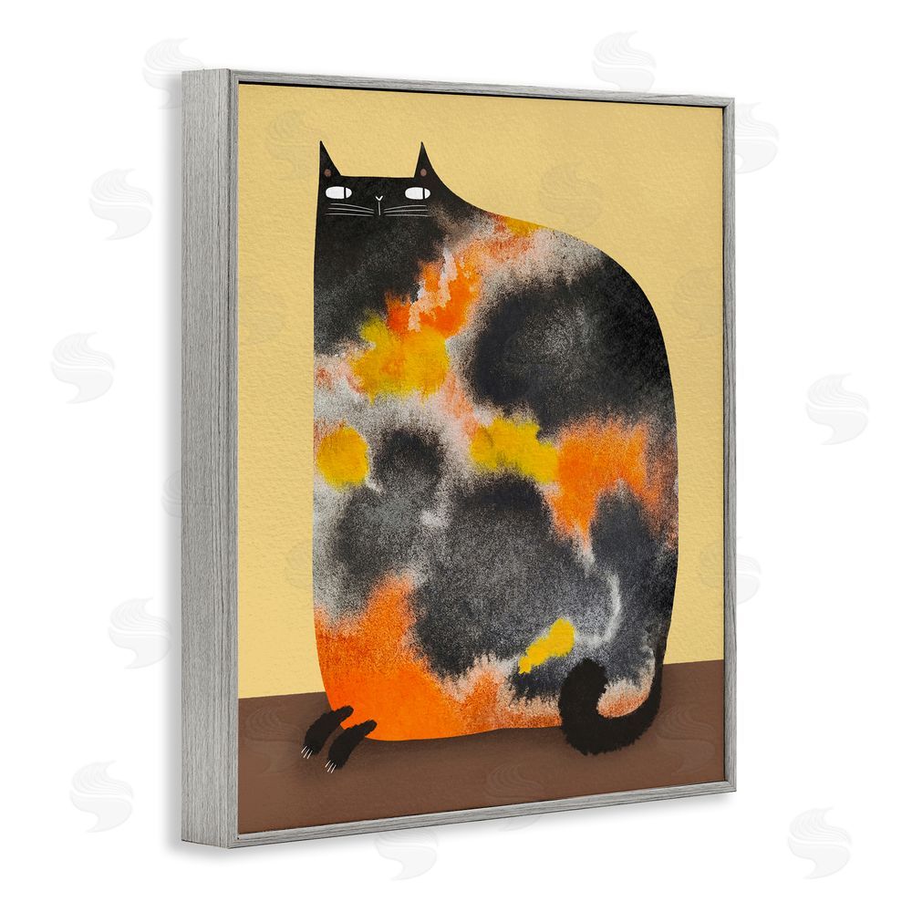 Gabriela Avila Diluted Calico Cat Gray Framed Giclee Wall Art Print