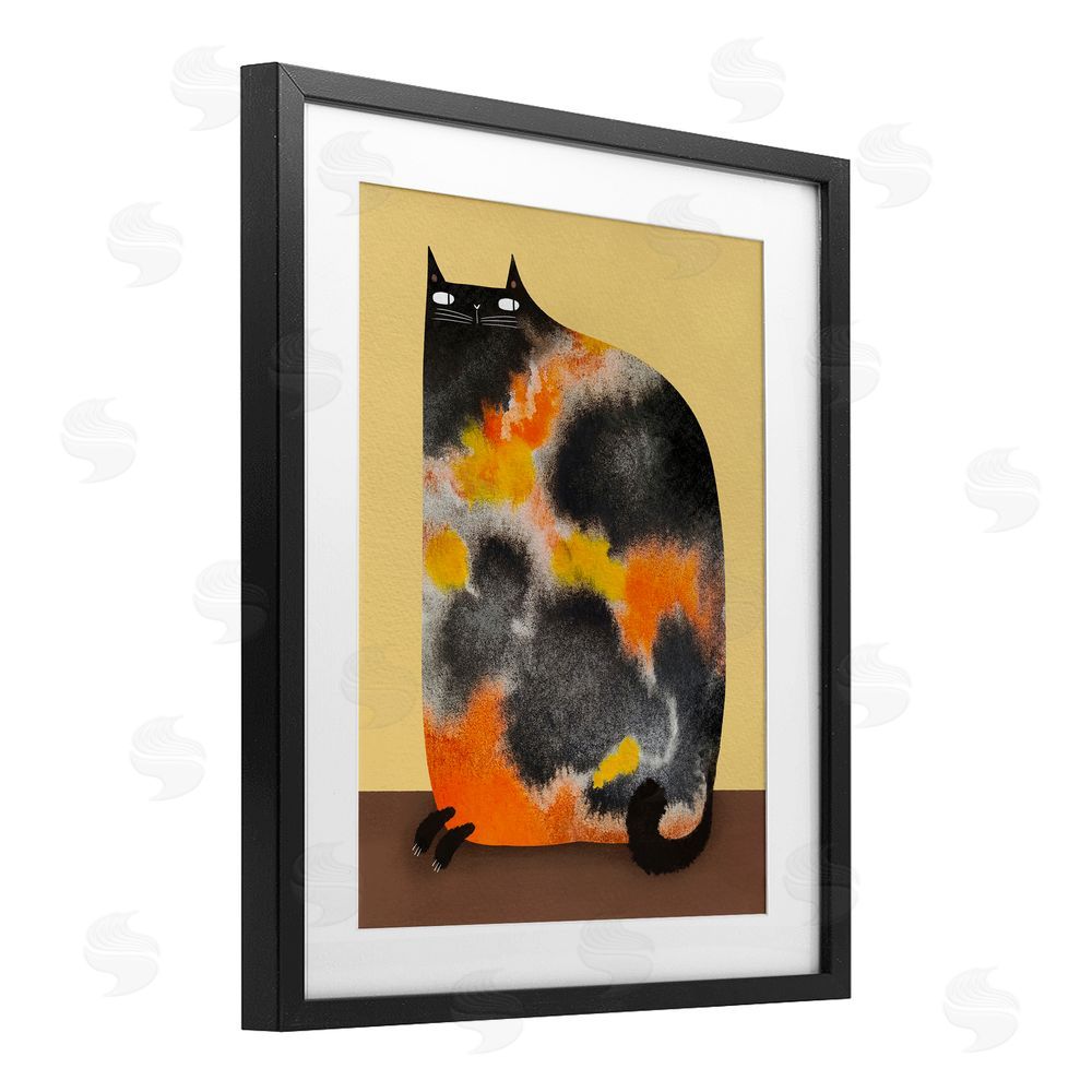 Gabriela Avila Diluted Calico Cat Black Framed Print Under Glass Wall Art