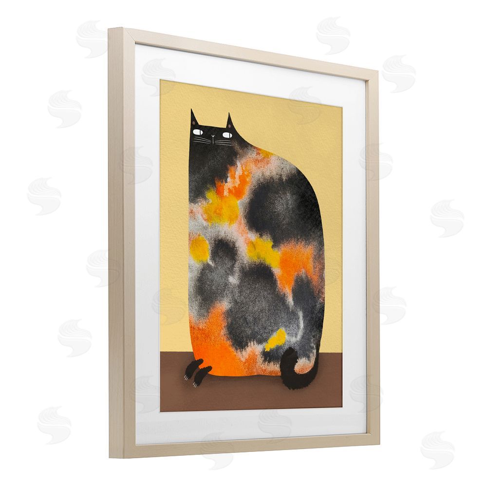 Gabriela Avila Diluted Calico Cat Birch Framed Print Under Glass Wall Art