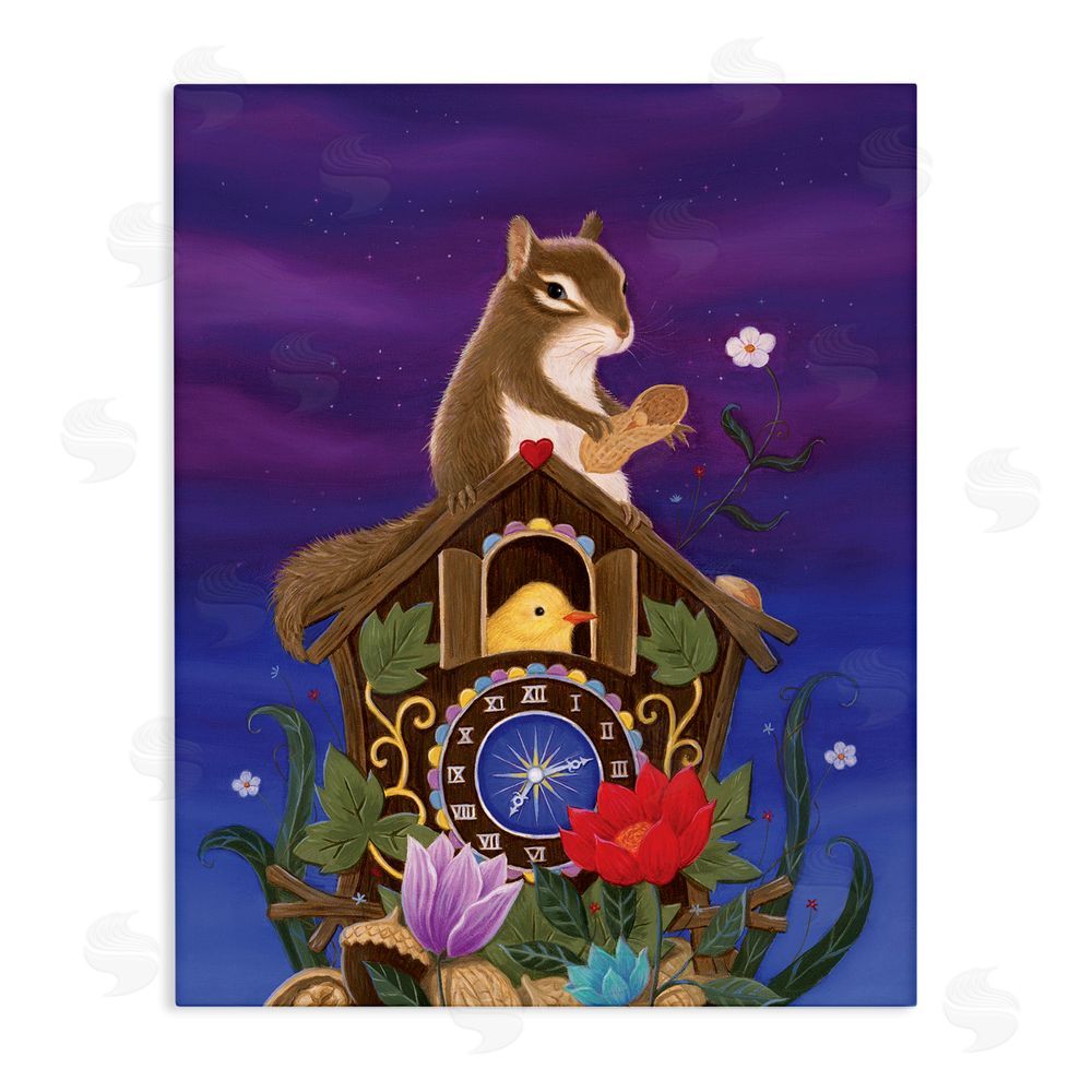 Gina Matarazzo Nighttime Snack Squirrel Stretched Canvas Wall Art Print