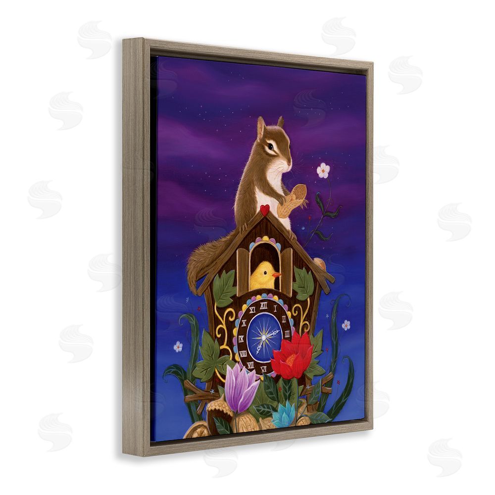 Gina Matarazzo Nighttime Snack Squirrel Brown Floating Frame Canvas Wall Art Print