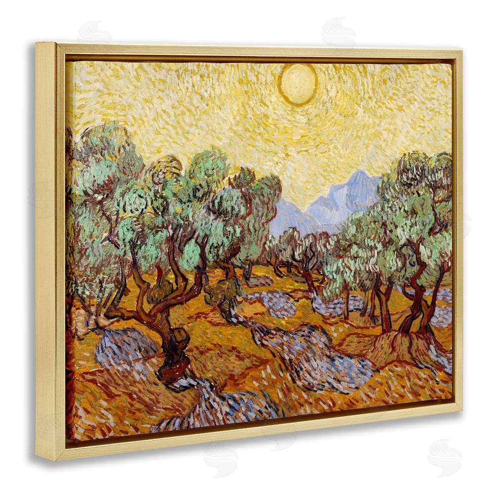 Vincent Van Gogh Olive Trees Van Gogh Gold Floating Frame Canvas Wall Art Print