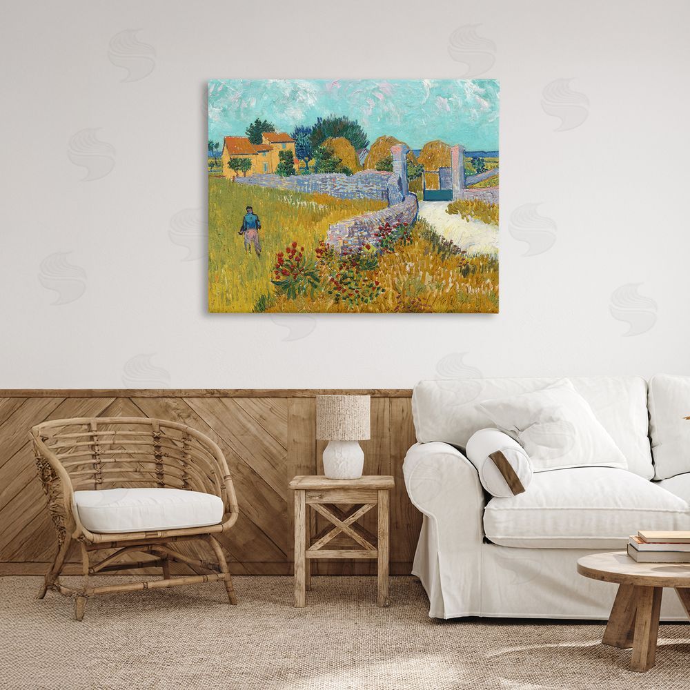Vincent Van Gogh Farmhouse In Provence Canvas Wall Art Print in Room