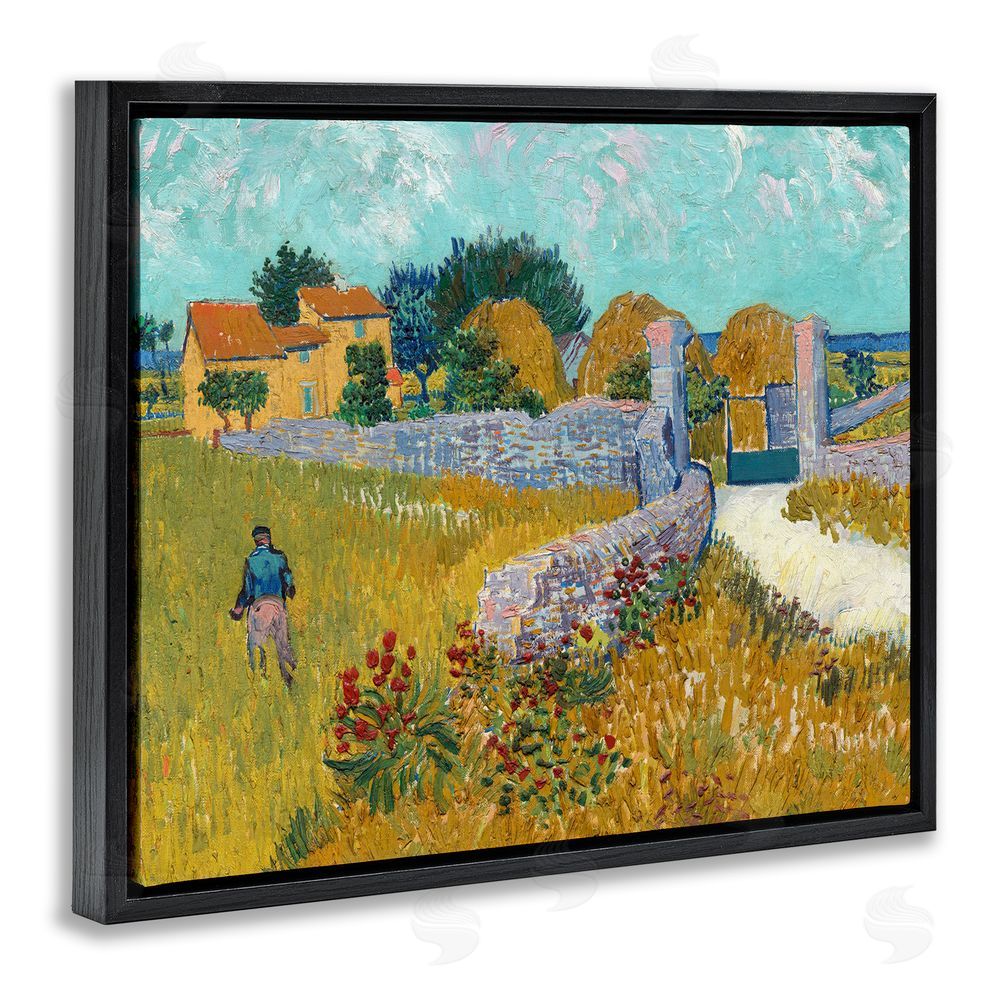 Vincent Van Gogh Farmhouse In Provence Black Floating Frame Canvas Wall Art Print