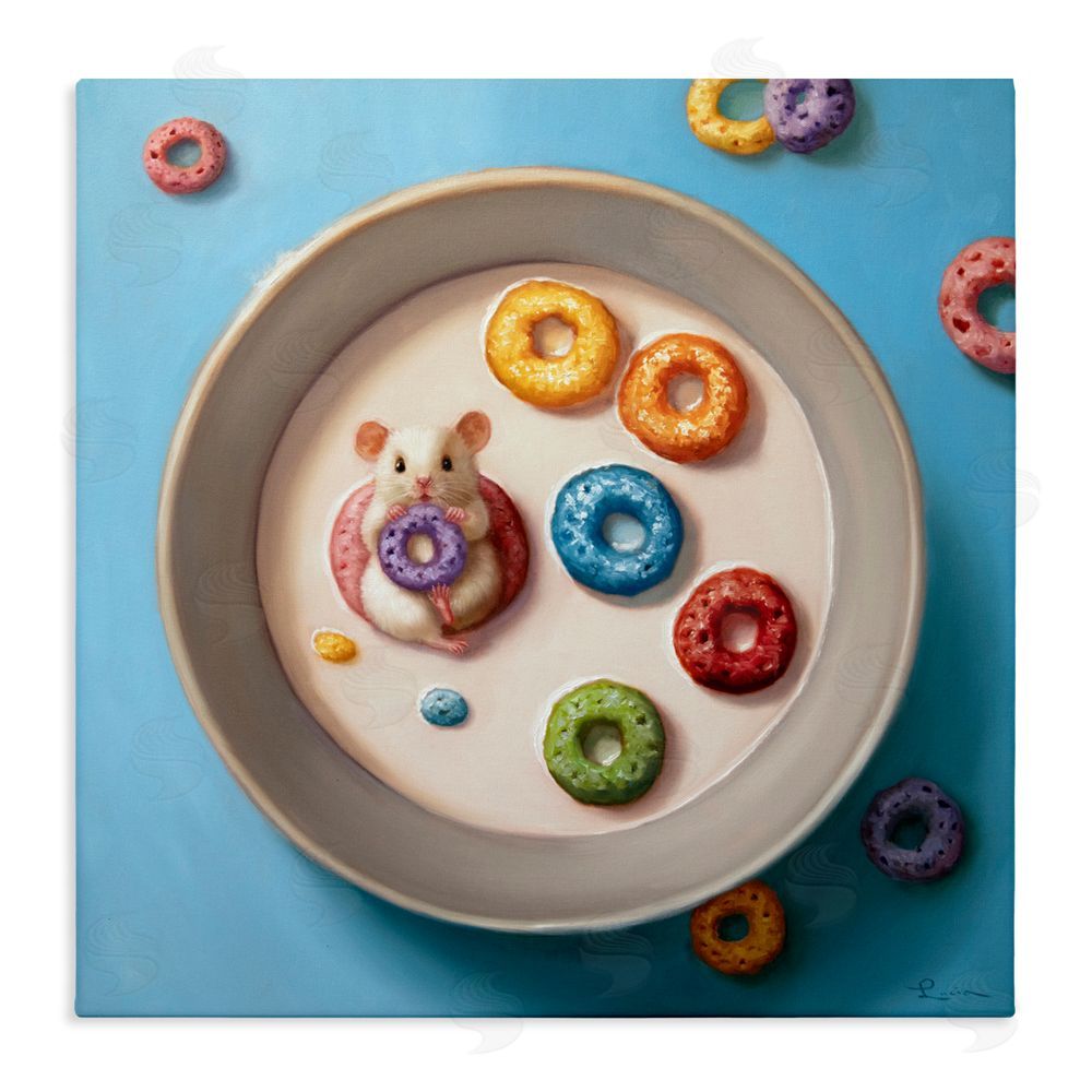 Lucia Heffernan Morning Dunk Cereal Mouse Stretched Canvas Wall Art Print