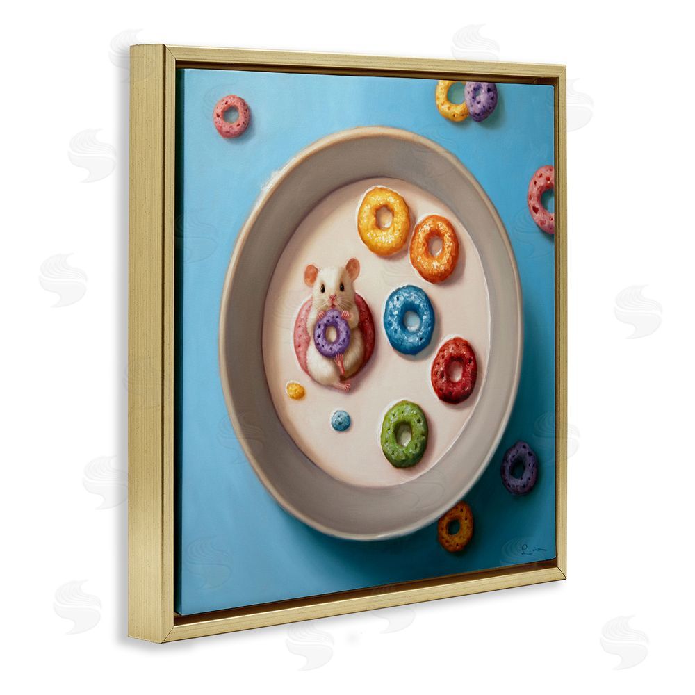Lucia Heffernan Morning Dunk Cereal Mouse Gold Floating Frame Canvas Wall Art Print