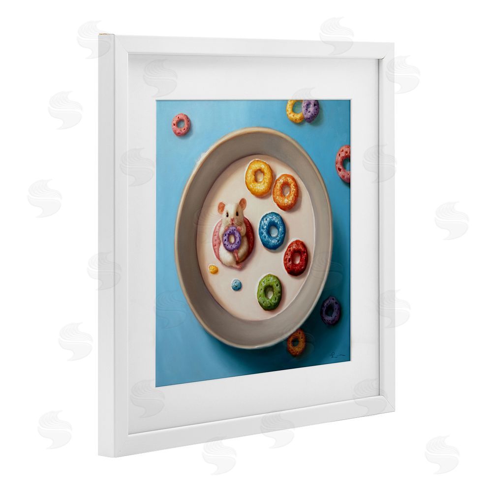 Lucia Heffernan Morning Dunk Cereal Mouse White Framed Print Under Glass Wall Art