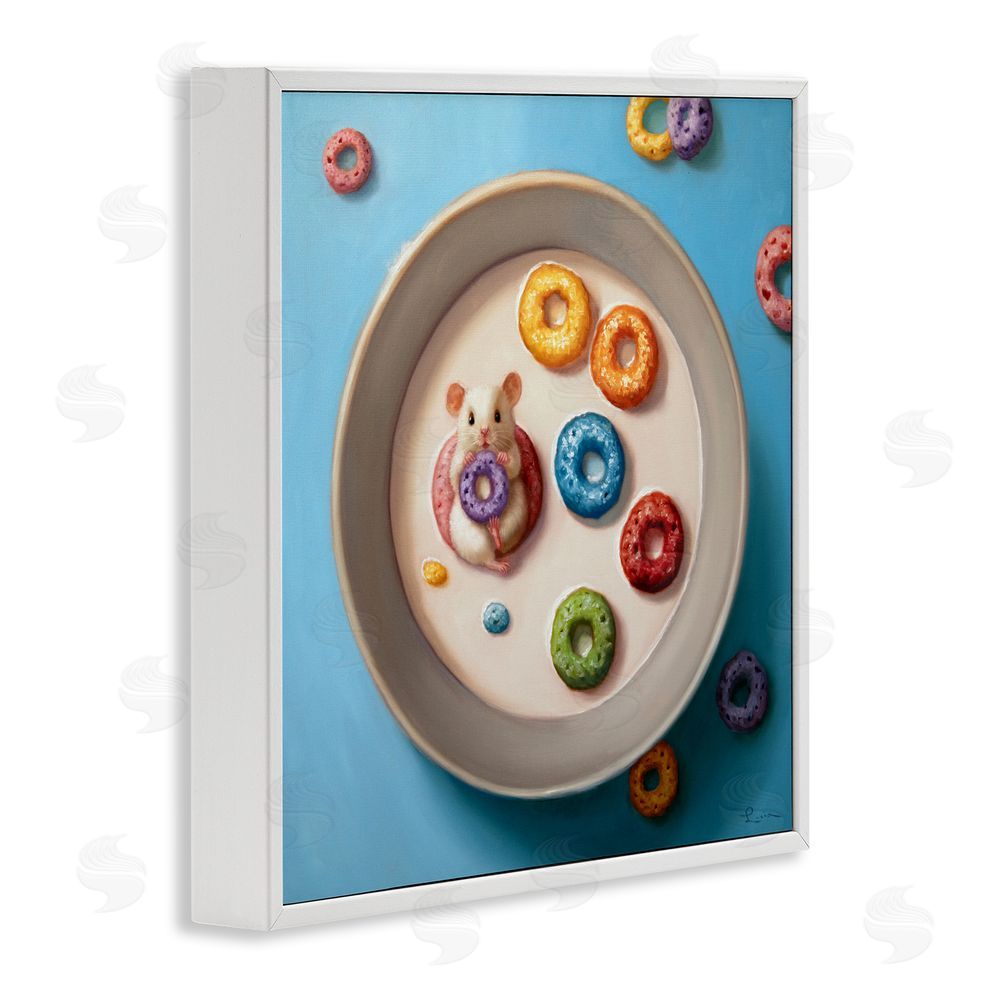 Lucia Heffernan Morning Dunk Cereal Mouse White Framed Giclee Wall Art Print