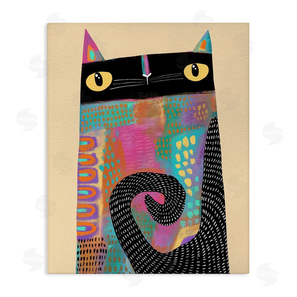 Gabriela Avila Stylized Colorful Cat Stretched Canvas Wall Art Print