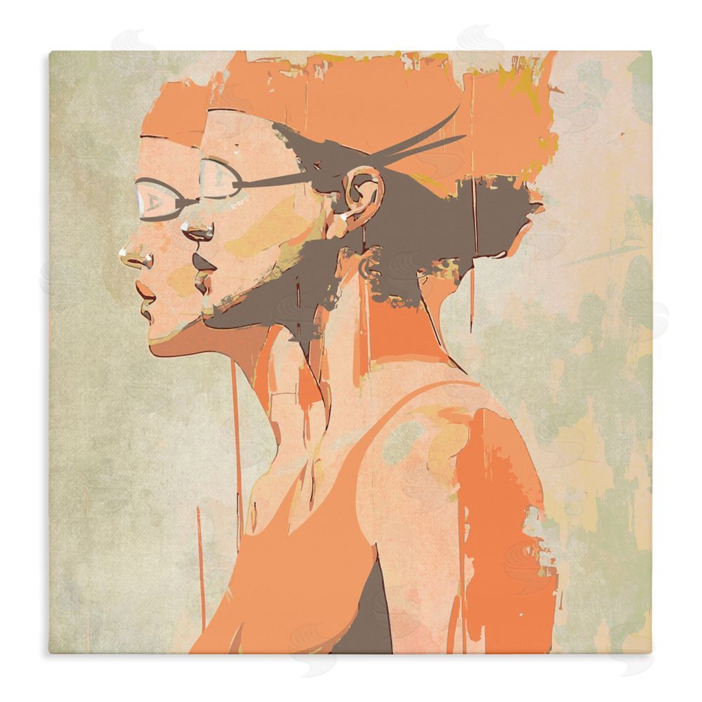 Layla Oz Swimming Twins Silhouettes Stretched Canvas Wall Art Print