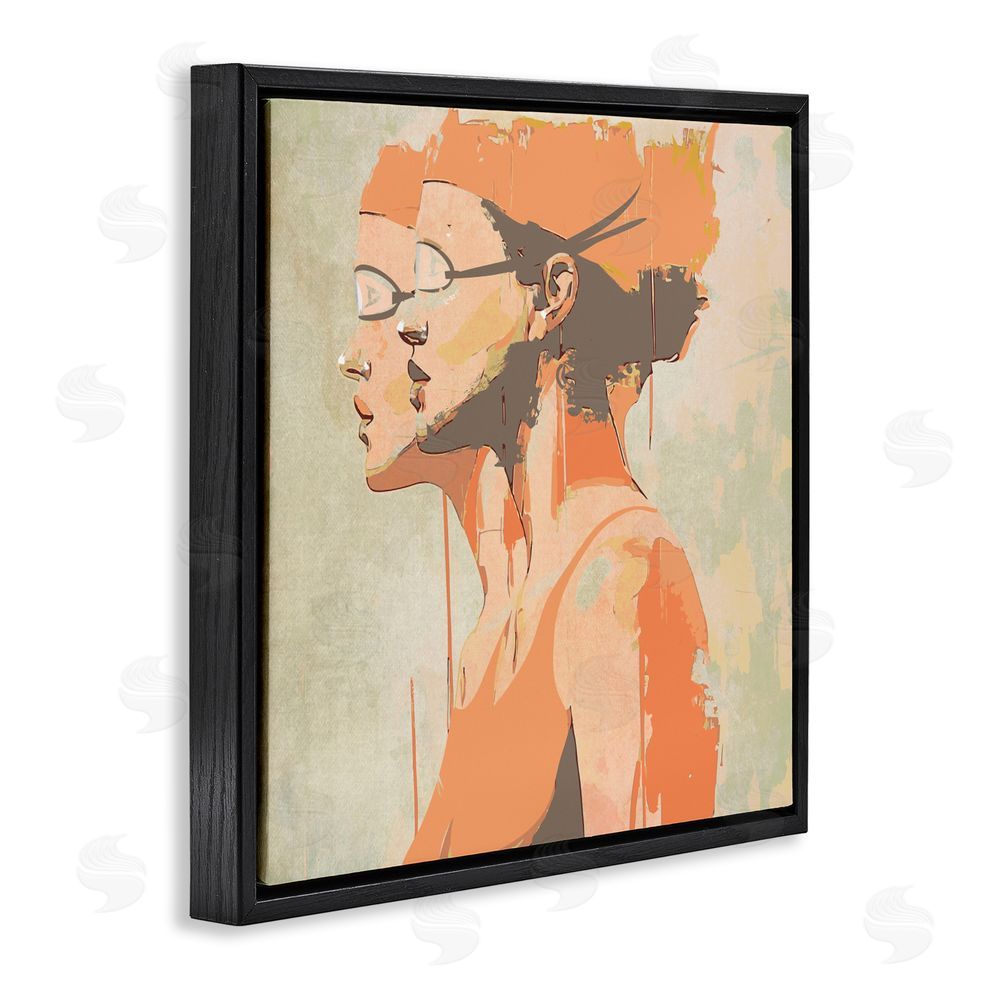 Layla Oz Swimming Twins Silhouettes Black Floating Frame Canvas Wall Art Print