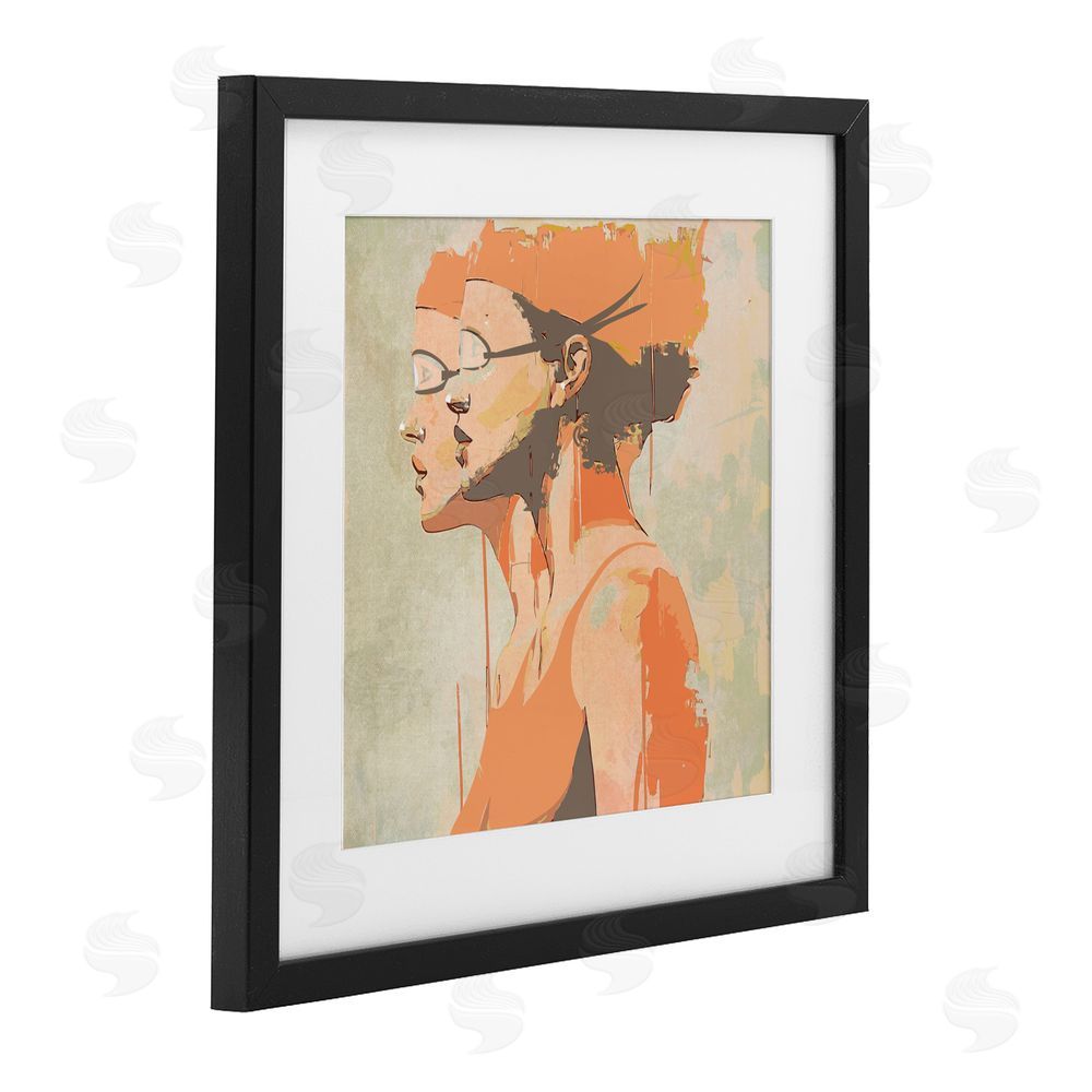 Layla Oz Swimming Twins Silhouettes Black Framed Print Under Glass Wall Art