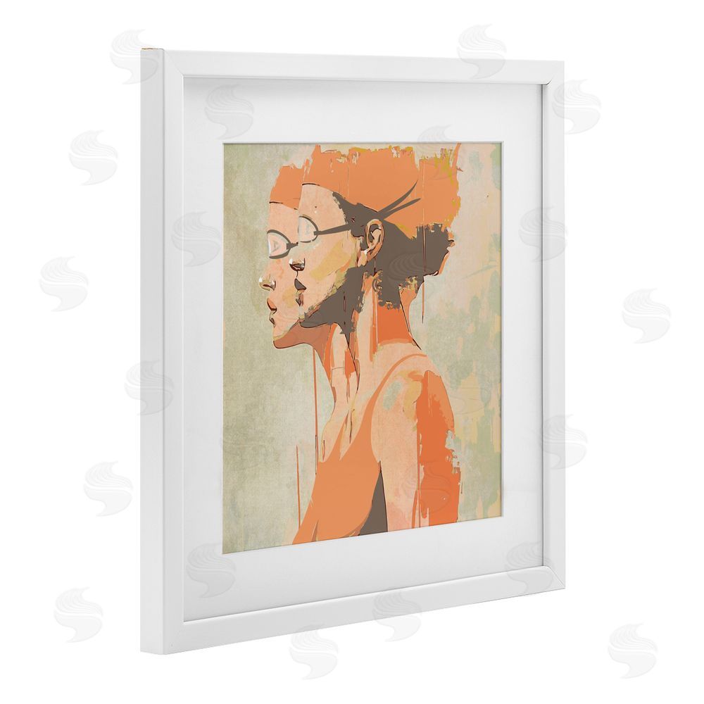 Layla Oz Swimming Twins Silhouettes White Framed Print Under Glass Wall Art