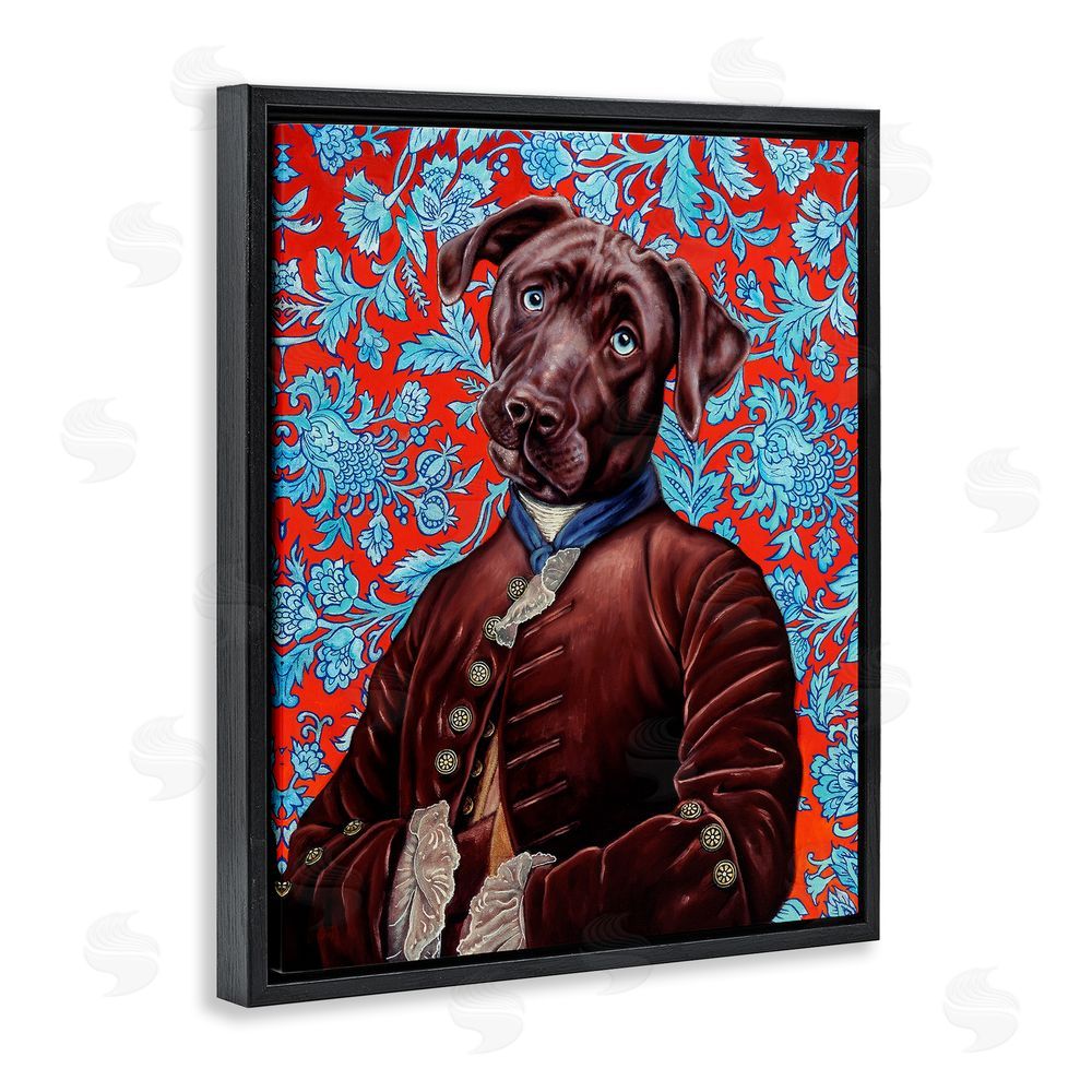 Jane R. Talton Charming Labrador Composition Black Floating Frame Canvas Wall Art Print