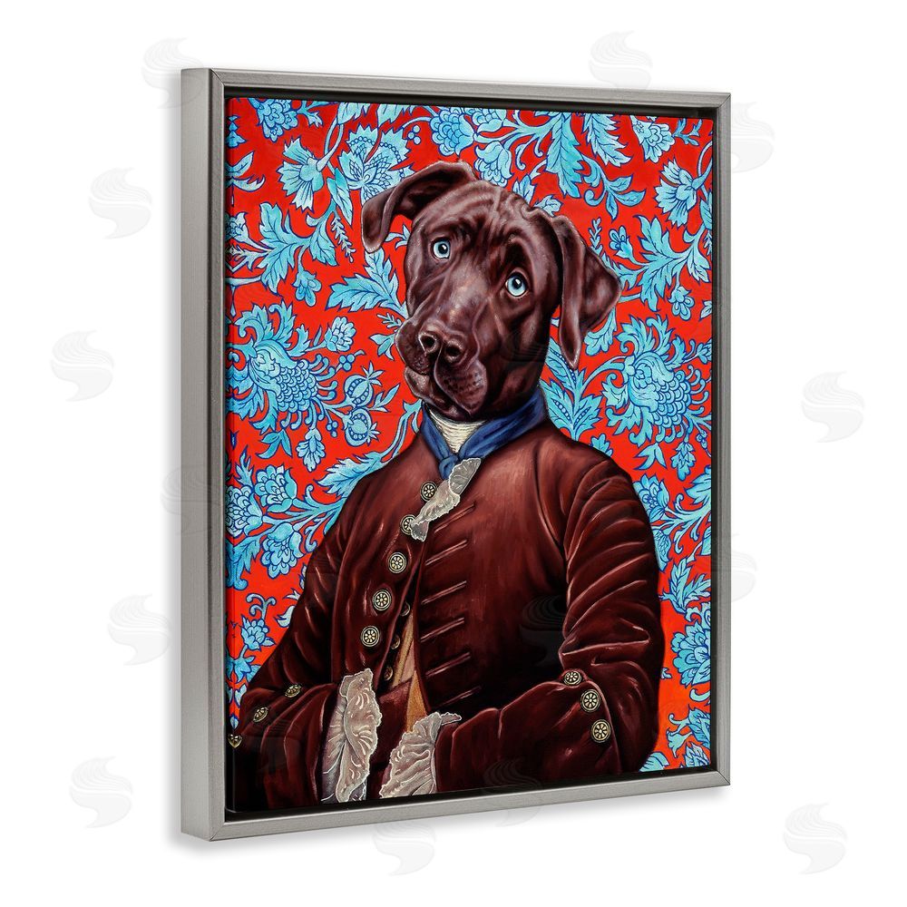 Jane R. Talton Charming Labrador Composition Gray Floating Frame Canvas Wall Art Print