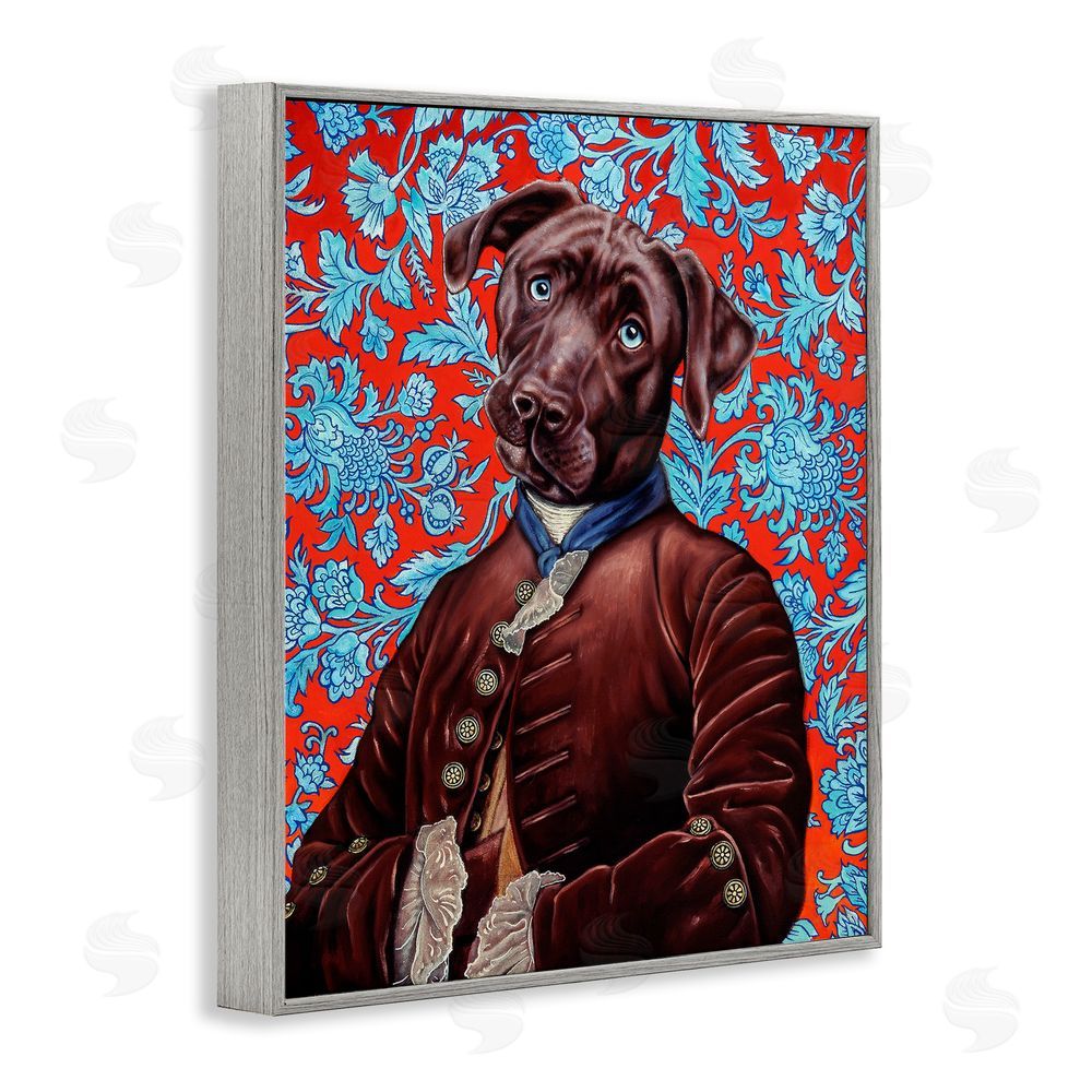 Jane R. Talton Charming Labrador Composition Gray Framed Giclee Wall Art Print