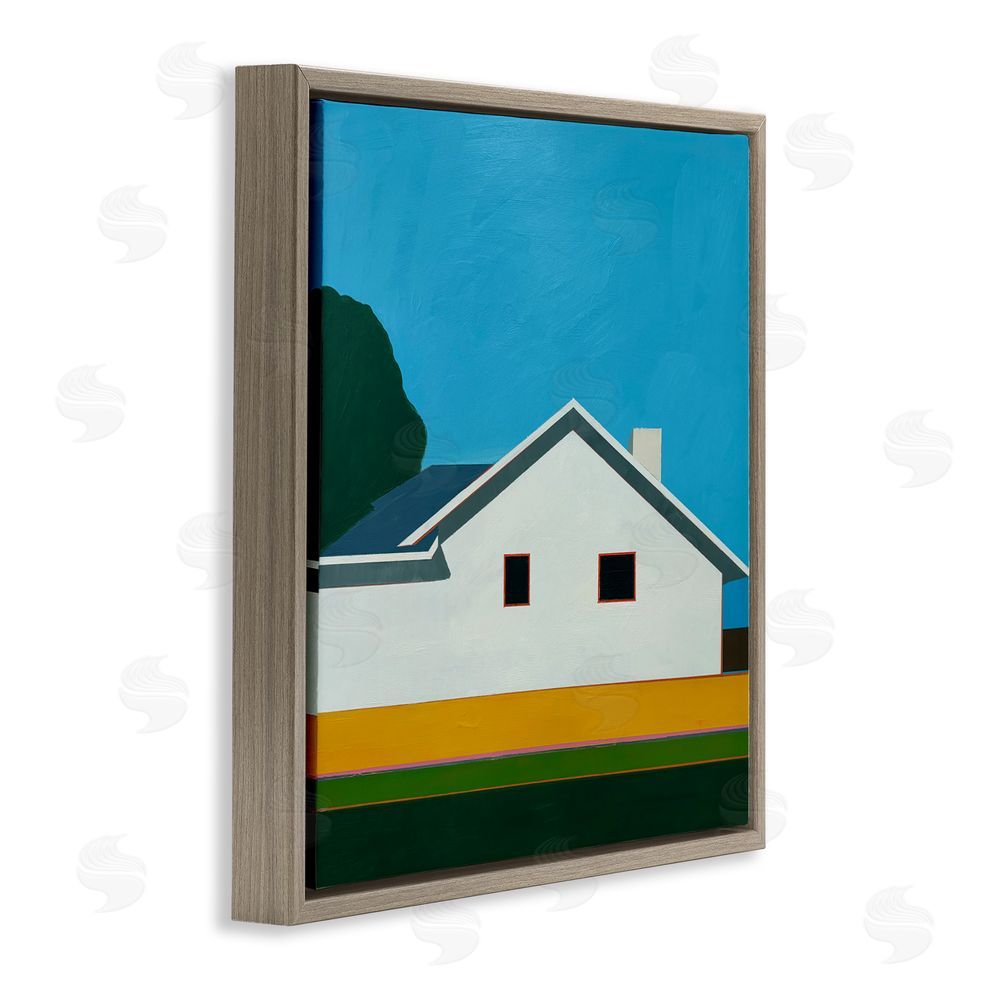 Jan Weiss Sunkissed Suburbia House Brown Floating Frame Canvas Wall Art Print