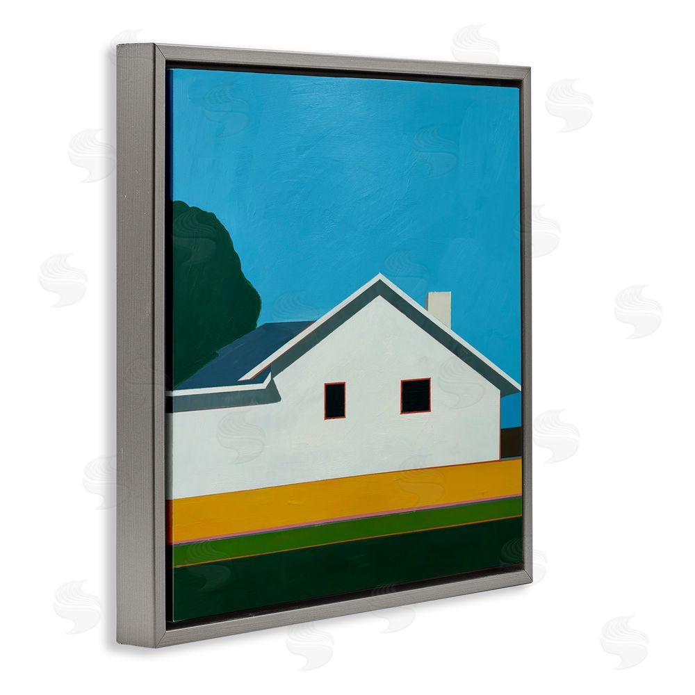 Jan Weiss Sunkissed Suburbia House Gray Floating Frame Canvas Wall Art Print