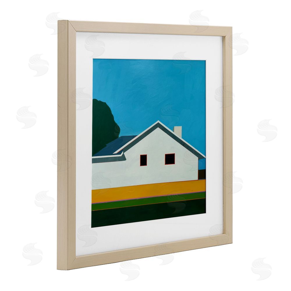 Jan Weiss Sunkissed Suburbia House Birch Framed Print Under Glass Wall Art
