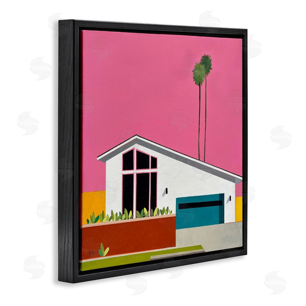 Jan Weiss Pink Sunkissed Suburbia Black Floating Frame Canvas Wall Art Print