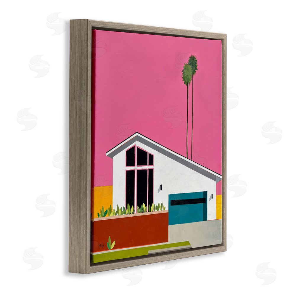 Jan Weiss Pink Sunkissed Suburbia Brown Floating Frame Canvas Wall Art Print