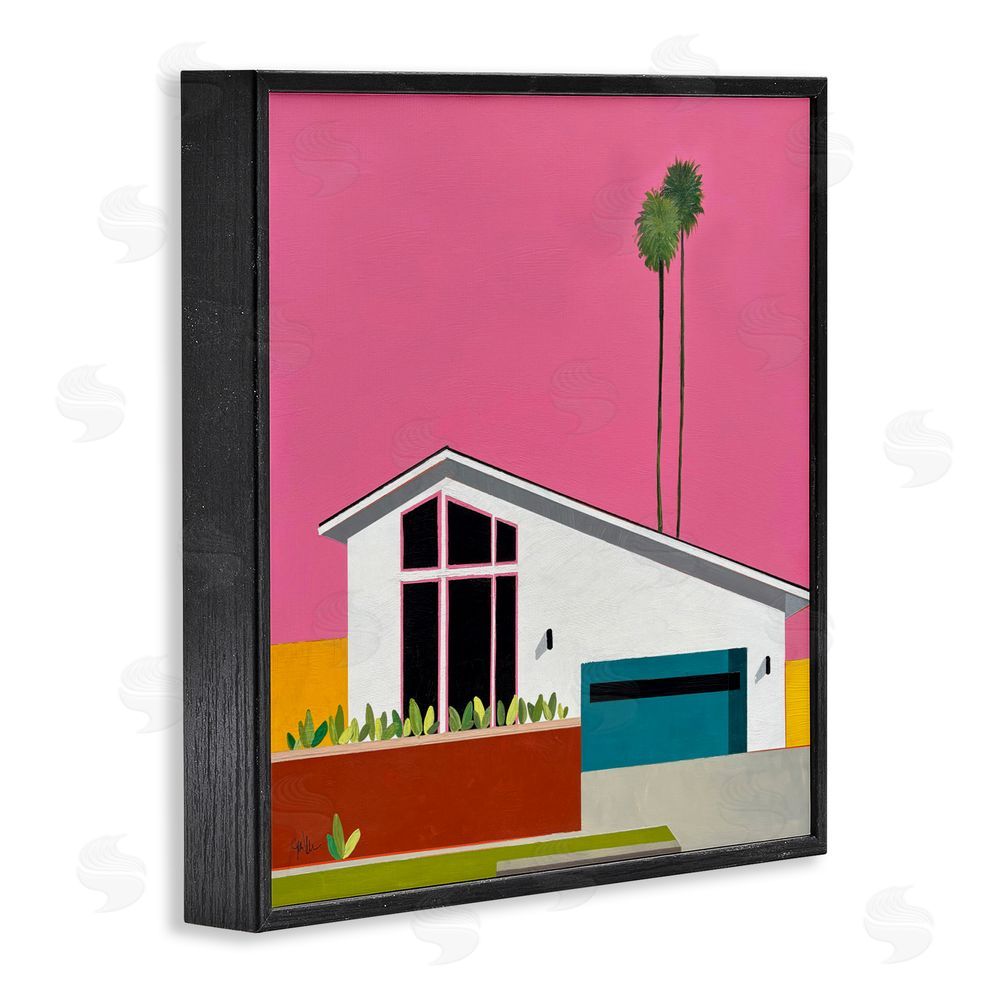 Jan Weiss Pink Sunkissed Suburbia Black Framed Giclee Wall Art Print