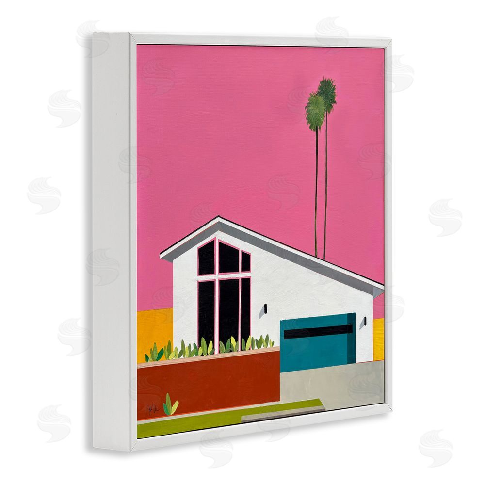Jan Weiss Pink Sunkissed Suburbia White Framed Giclee Wall Art Print