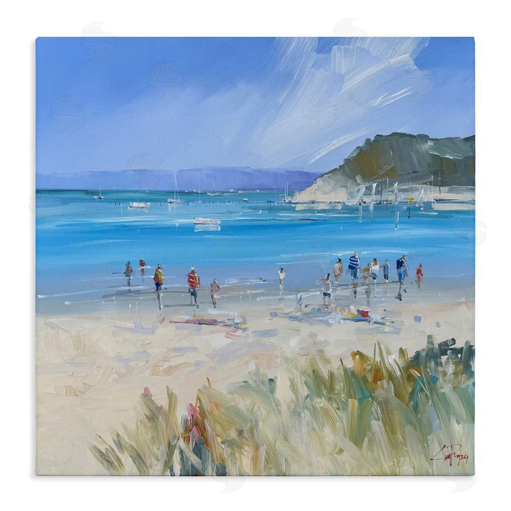 Craig Trewin Penny Summer Sorrento Beachgoers Stretched Canvas Wall Art Print
