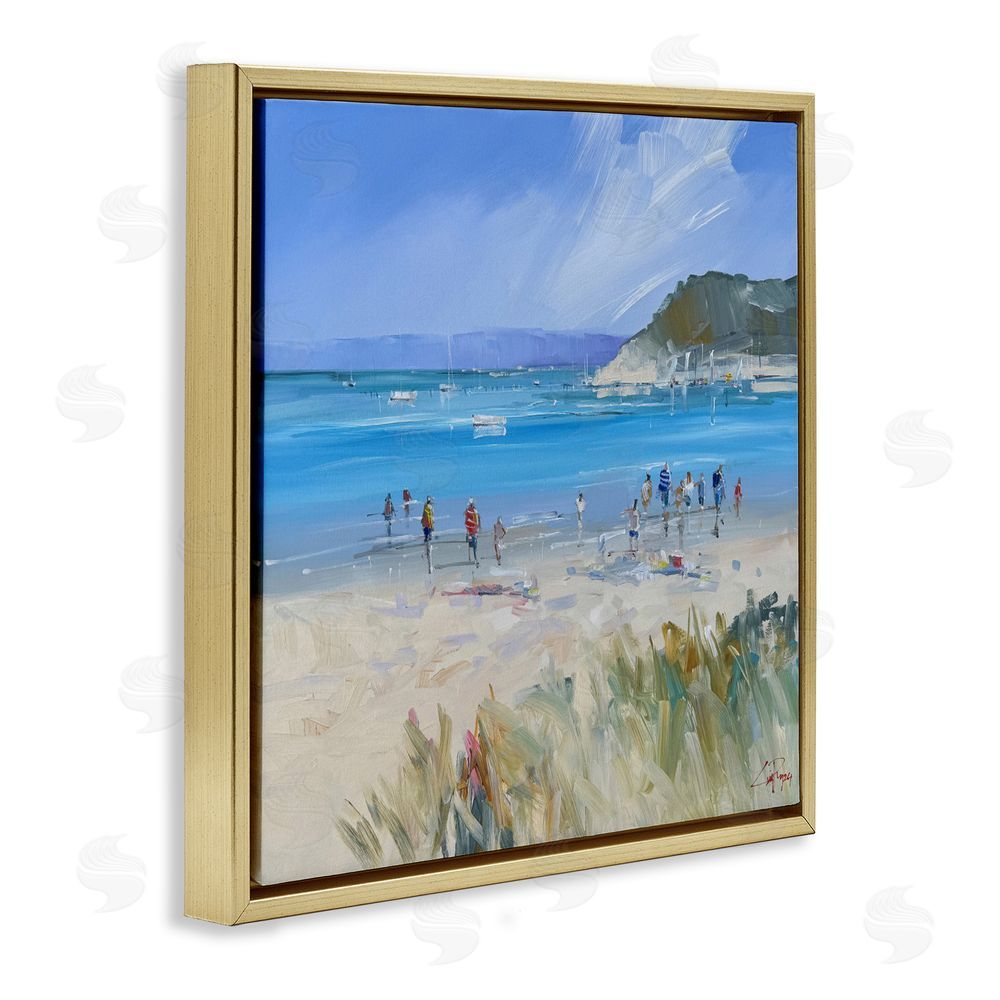 Craig Trewin Penny Summer Sorrento Beachgoers Gold Floating Frame Canvas Wall Art Print