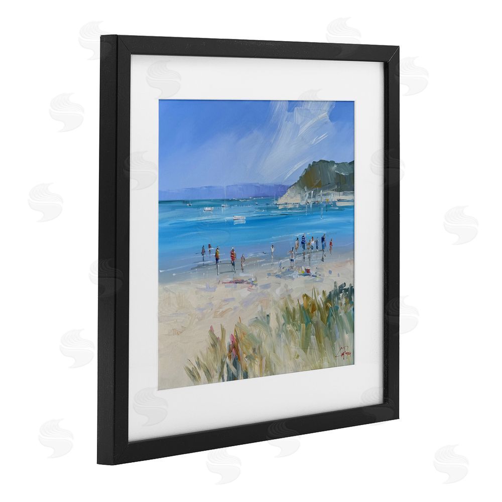 Craig Trewin Penny Summer Sorrento Beachgoers Black Framed Print Under Glass Wall Art
