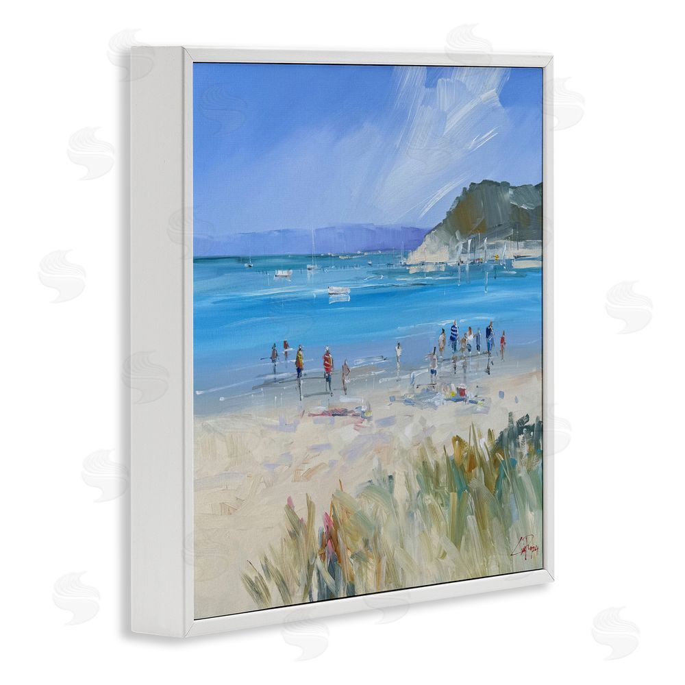 Craig Trewin Penny Summer Sorrento Beachgoers White Framed Giclee Wall Art Print